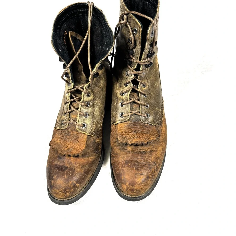 Ariat Heritage Lacer Western Boots Men's US 9D Brown Distressed Leather Workwear - Picture 7 of 10
